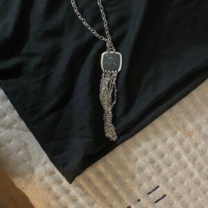 Silver Chain Necklace with Tassel Pendant